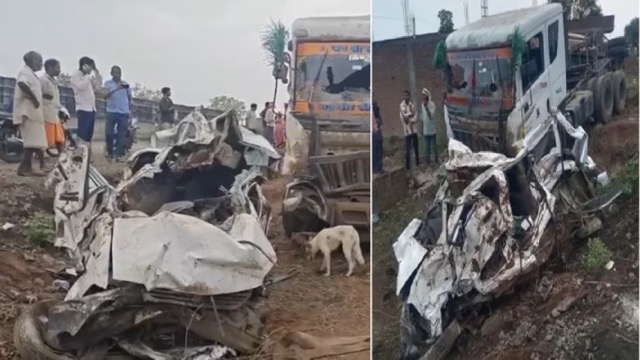 MP में भीषण हादसा, कार पर पलटा सीमेंट से लदा ट्रक, 9 लोगों की मौत, 2 घायल