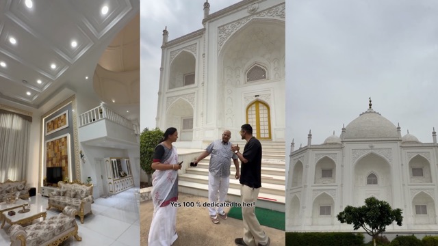संगमरमर की गुंबदें, नक्काशीदार खंभे और मेहराबदार दरवाजे...MP के जोड़े बनवाया अपना 'ताजमहल', VIDEO वायरल