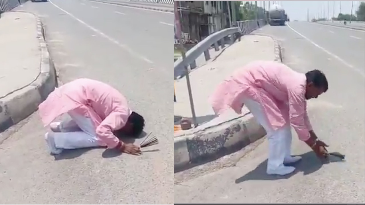 अगरबत्ती जलाई, मत्था टेका, फिर रोड को चूमा... जहां पर हादसे में बचे तेजस्वी यादव उस सड़क की RJD समर्थक ने की पूजा