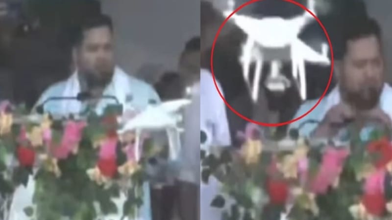 बाल-बाल बचे तेजस्वी यादव, मंच पर दे रहे थे भाषण तभी आ गिरा ड्रोन... वीडियो में कैद हुई पूरी घटना