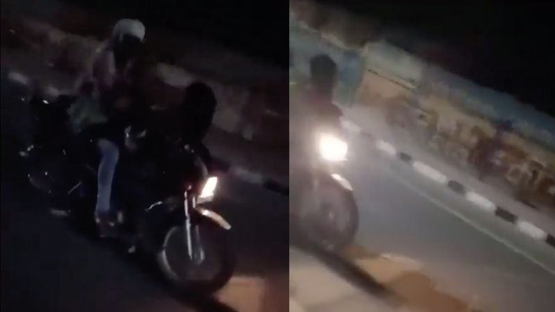 चलती बाइक पर अश्लीलता फैलाते कपल का वीडियो हुआ वायरल, ट्रैफिक नियमों की उड़ाई धज्जियां