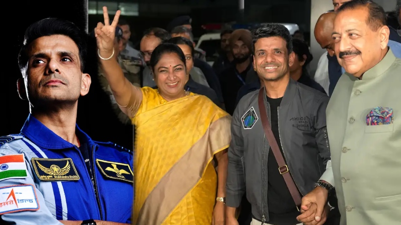 भारत माता के जयकारों के बीच स्वदेश लौटे अंतरिक्ष यात्री शुभांशु शुक्ला, CM रेखा गुप्ता और मंत्री जितेंद्र सिंह ने किया भव्य स्वागत