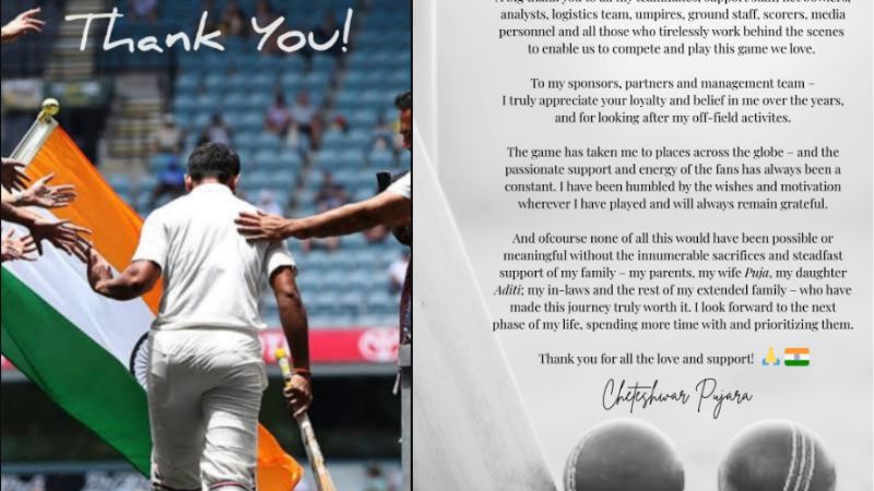 'भारतीय जर्सी पहनना, राष्ट्रगान गाना, और...', सोशल मीडिया पर भावुक पोस्ट के साथ क्रिकेटर चेतेश्वर पुजारा ने किया संन्यास का ऐलान