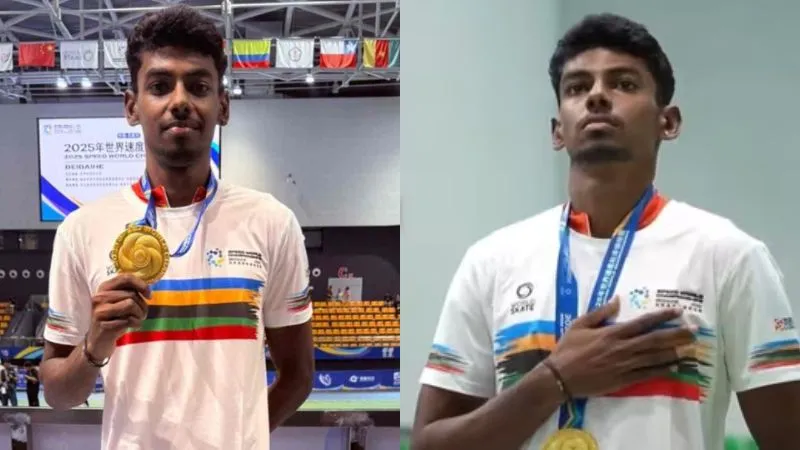 चीन में बजा भारत का डंका, 22 वर्षीय आनंदकुमार ने 'स्पीड स्केटिंग वर्ल्ड चैंपियनशिप' में जीता गोल्ड