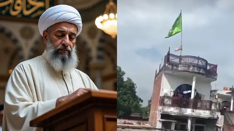 यूपी के कौशांबी जिले में मस्जिद के इमाम ने राष्ट्रीय ध्वज के ऊपर फहराया इस्लामिक झंडा, Video वायरल होते ही पुलिस ने लिया एक्शन