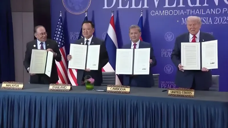 कंबोडिया और थाईलैंड के बीच वर्षों पुराने विवाद का हुआ अंत, अमेरिकी राष्ट्रपति ट्रंप की मौजूदगी में शांति समझौते पर हस्ताक्षर