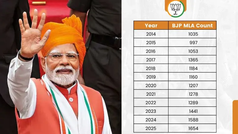 मोदी राज में 'बीजेपी' ने 1,654 विधायकों के साथ बनाया नया रिकॉर्ड, 2027 में कांग्रेस का इतिहास भी होगा धराशाई, जानिए कैसे हुआ खेल