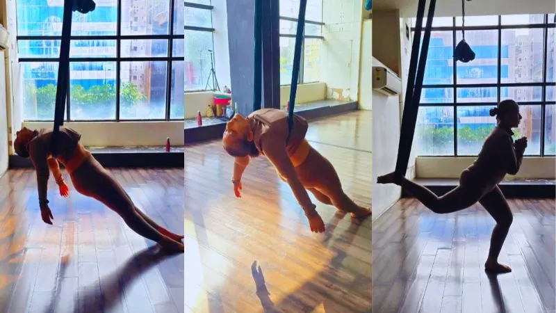 मनीषा कोइराला ने सिखाया पूरे शरीर को मजबूत बनाने वाला एरियल योग, मिलते हैं कई लाभ