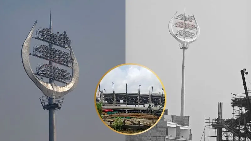 त्रिशूलाकार फ्लड लाइट्स, डमरू की तर्ज पर मेन गेट...लगभग बनकर तैयार काशी क्रिकेट स्टेडियम, उद्घाटन की आई डेट!