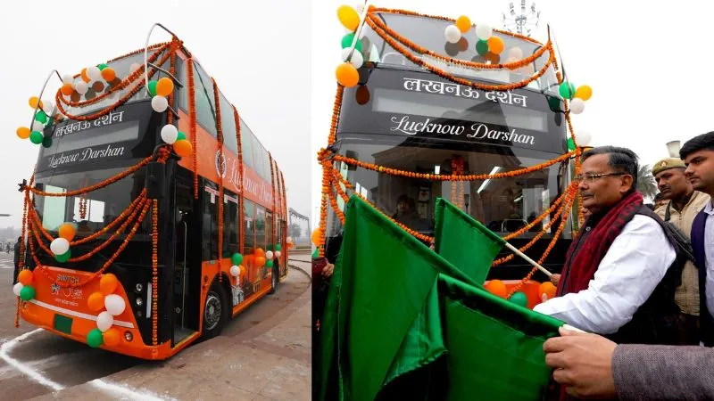 अब लखनऊ का दीदार और जोरदार, इलेक्ट्रिक डबल डेकर बस की शुरुआत, पर्यटन मंत्री जयवीर सिंह ने दिखाई हरी झंडी, जानें कैसे होगी बुकिंग